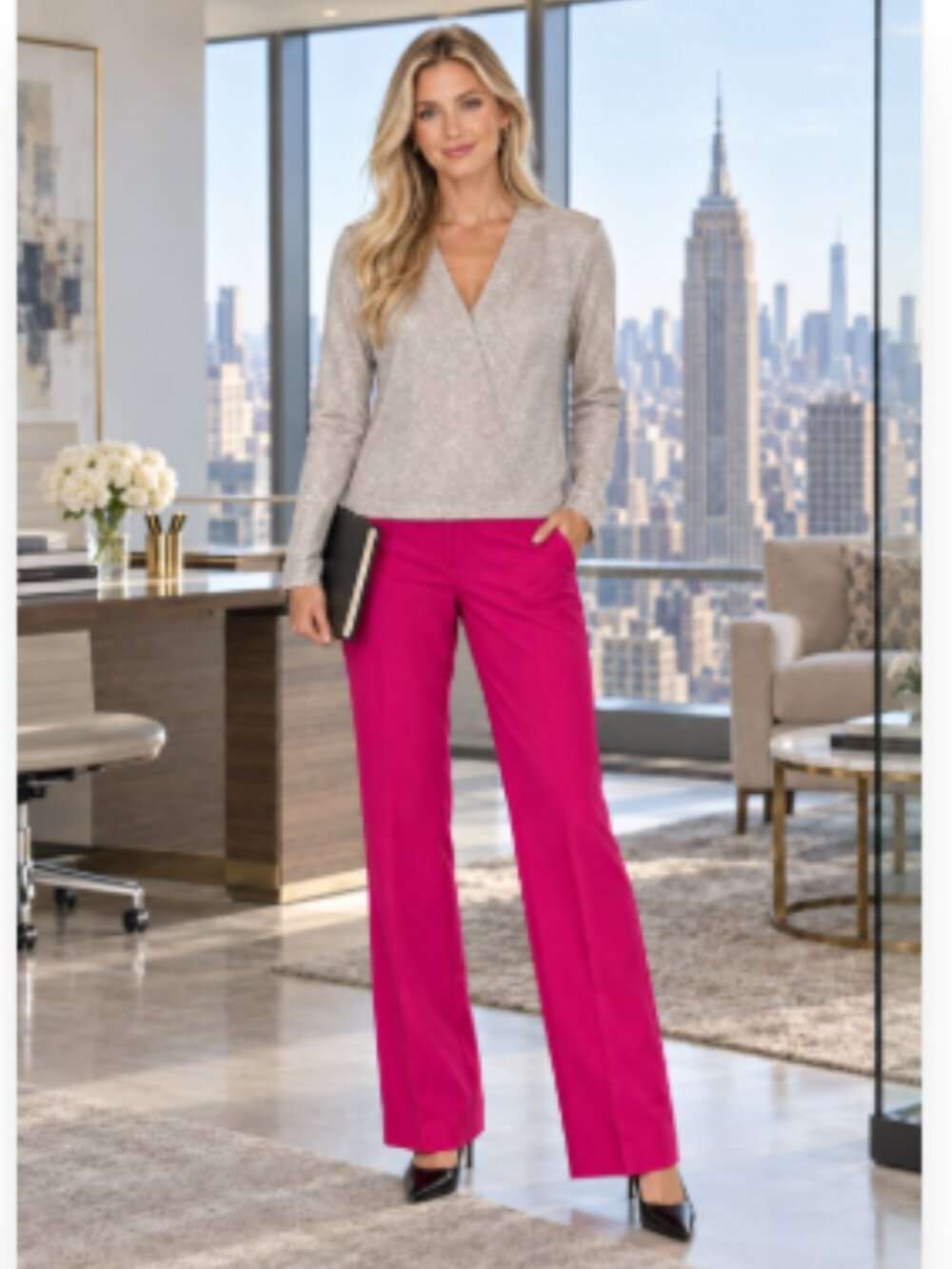 Bundle deal Banana Republic Lurex Sparkling Top & Fuchsia Pants